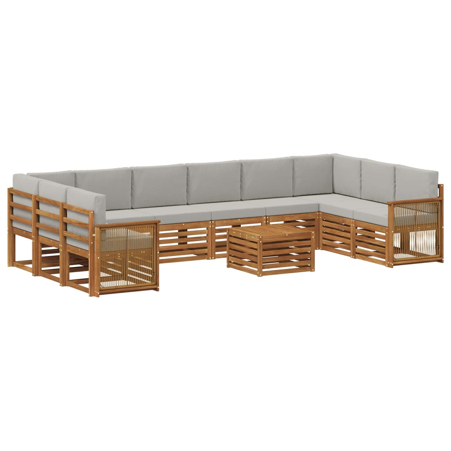 vidaXL Σειρά Καναπέ Εξωτερικού 8 pcs Φυσικό και Ανοιχτό Γκρι