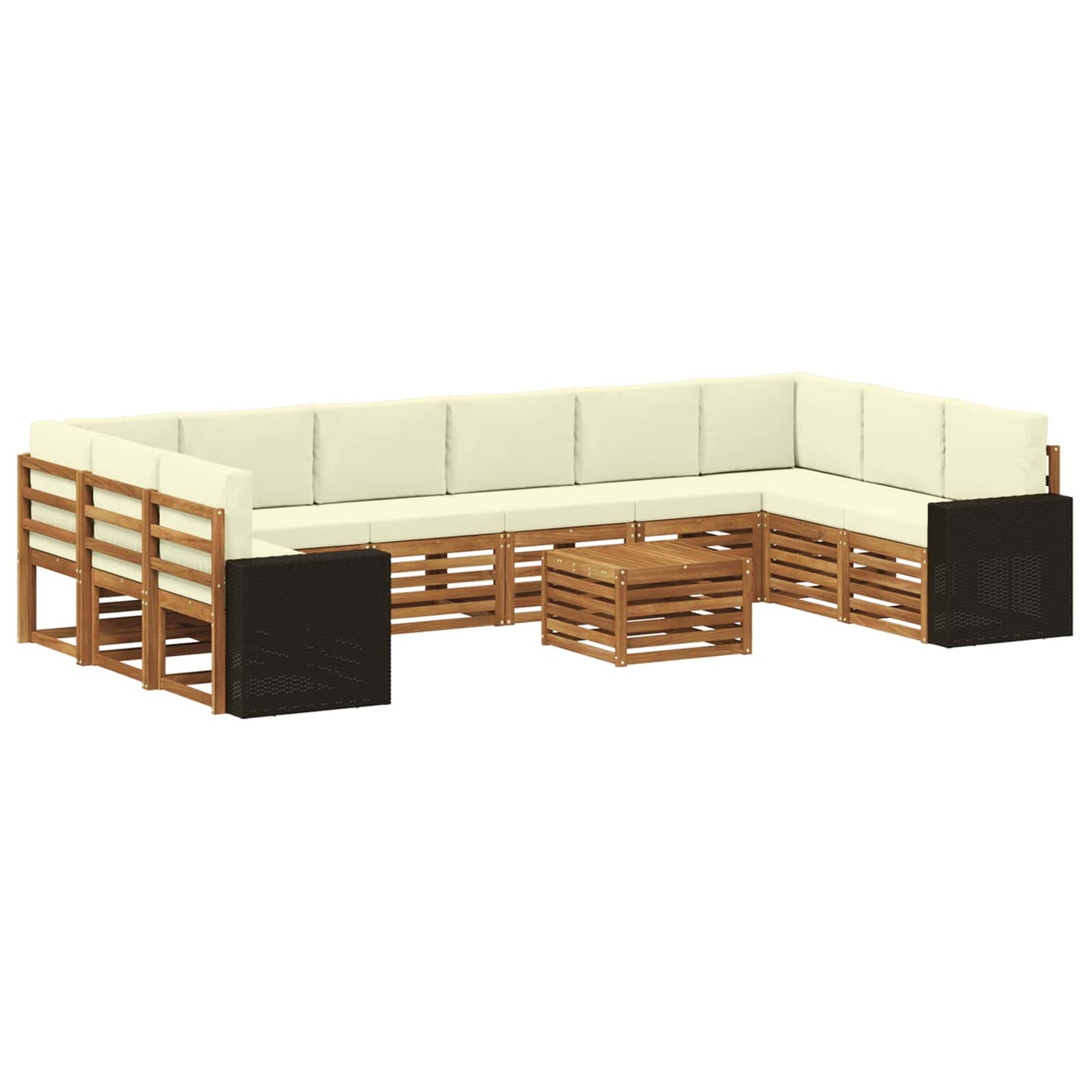 vidaXL Σειρά Καναπέ Εξωτερικού 11 pcs Φυσικό και Κρέμα Πολυεστέρας
