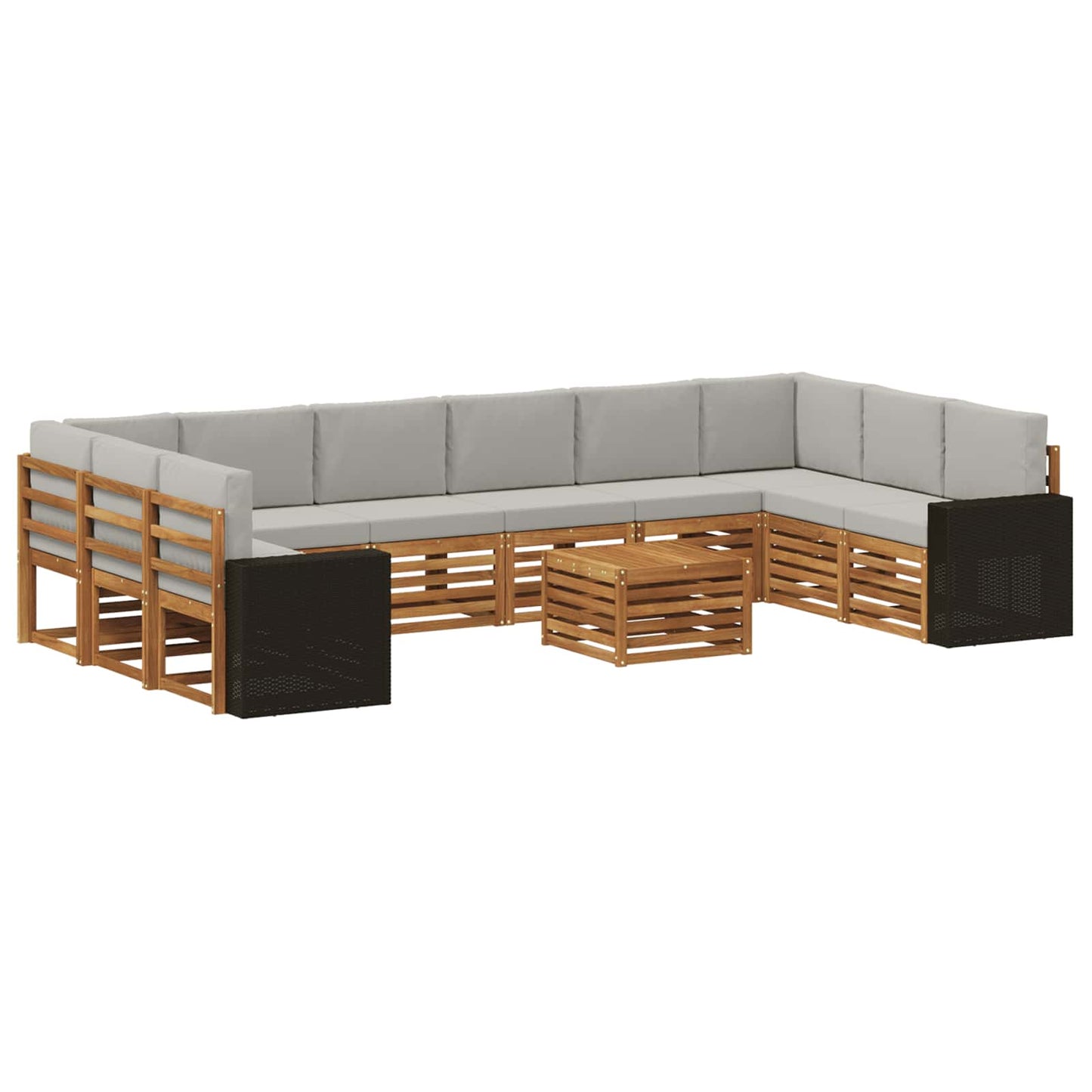 vidaXL Σειρά Καναπέ Εξωτερικού 11 pcs Φυσικό και Ανοιχτό Γκρι