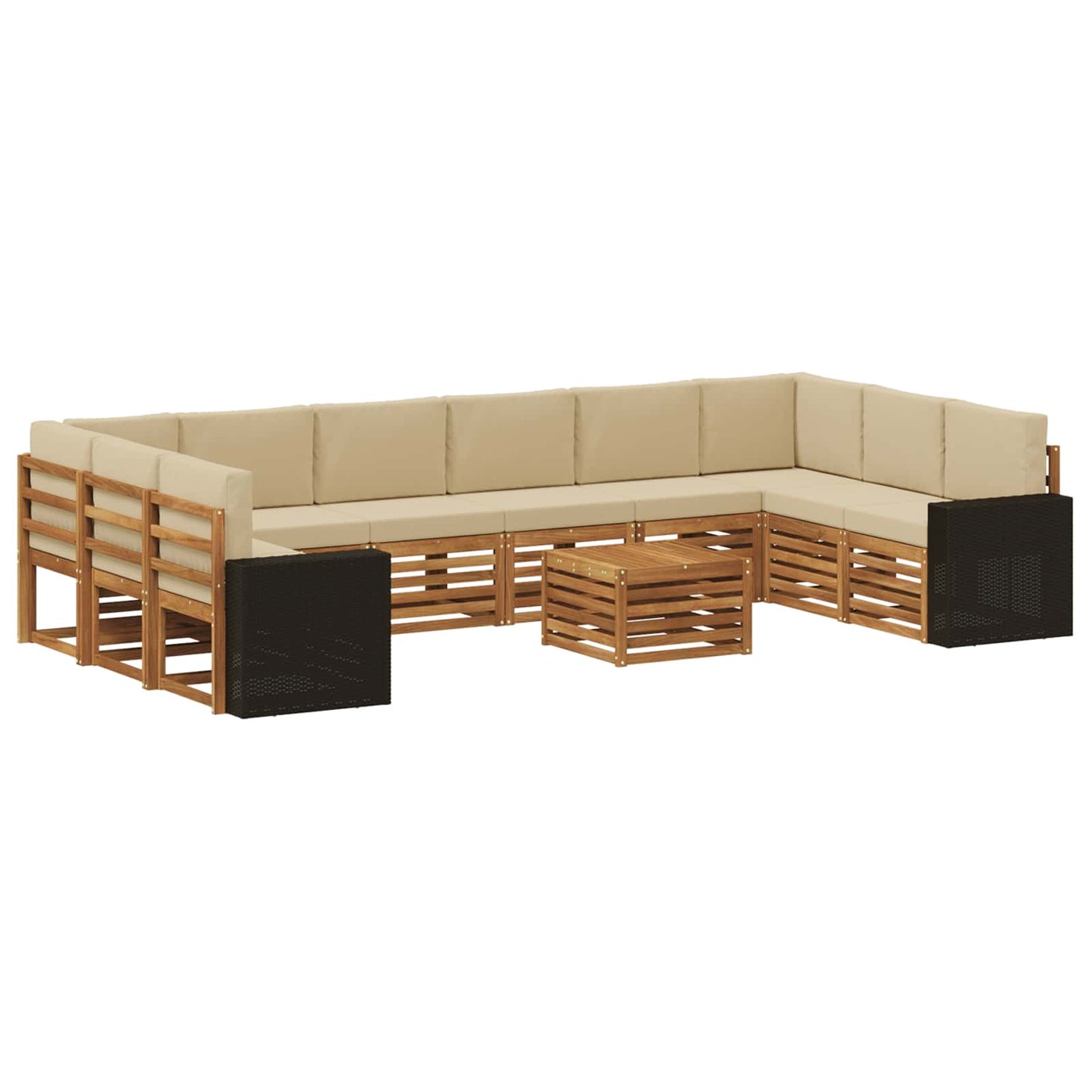 vidaXL Σειρά Καναπέ Εξωτερικού 11 pcs Φυσικό και Μπεζ Πολυεστέρας
