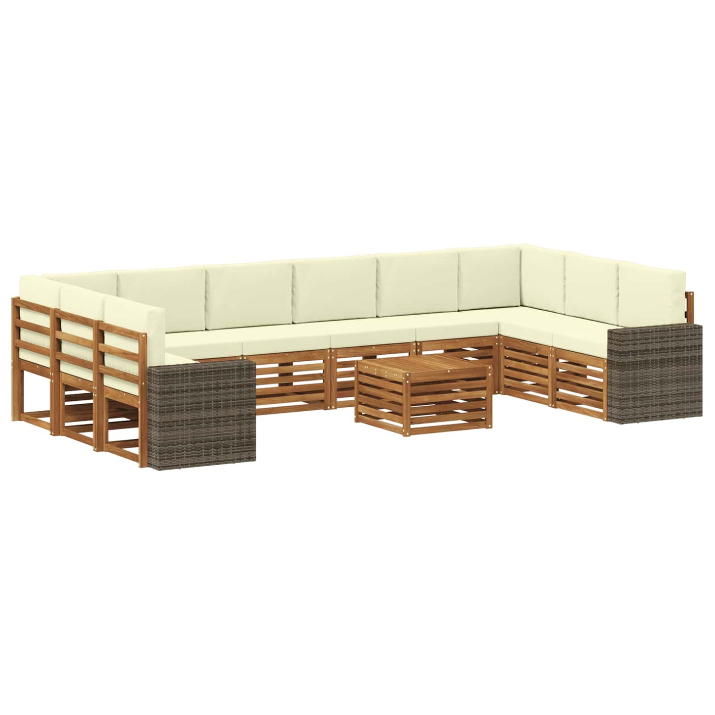 vidaXL Σειρά Καναπέ Εξωτερικού 11 pcs Φυσικό και Κρέμα Πολυεστέρας