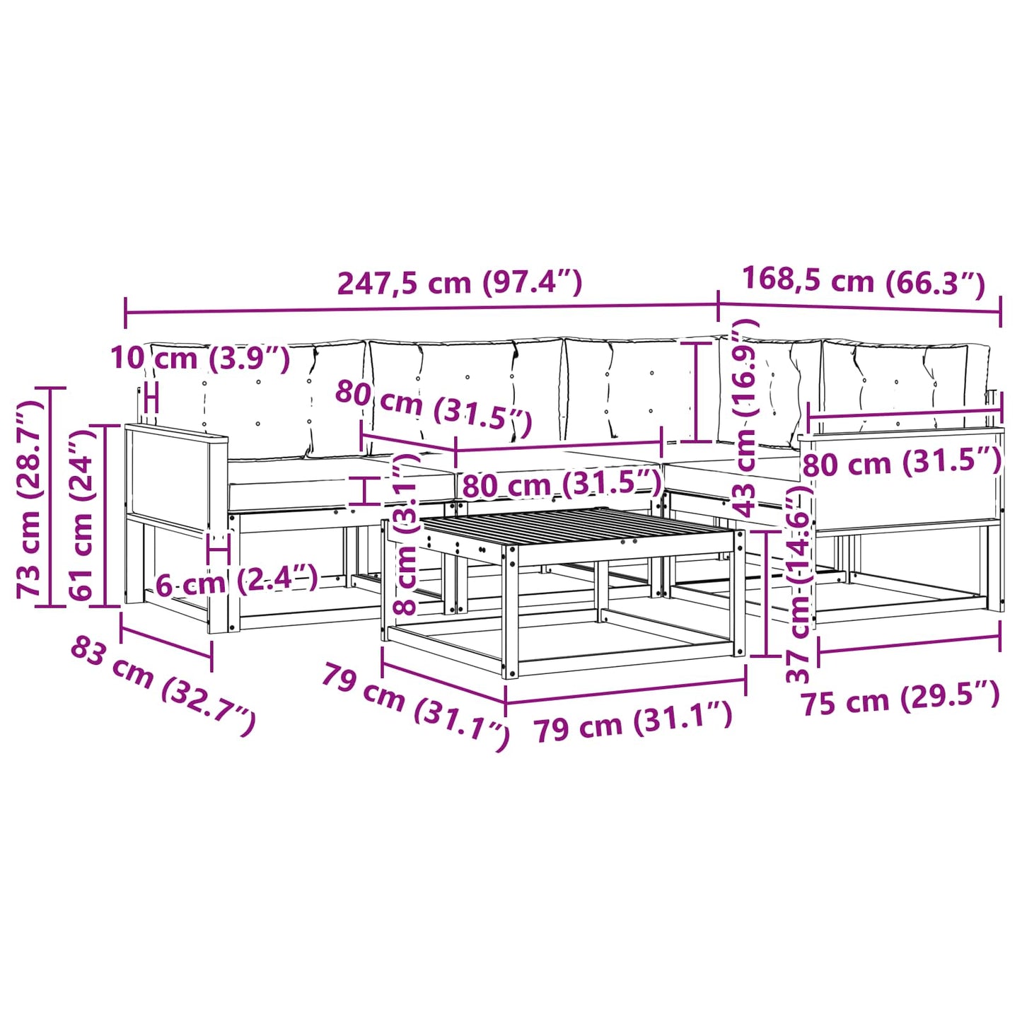 vidaXL Σειρά Καναπέ Εξωτερικού 5 τμχ. Φυσικό και Ανοιχτό γκρι