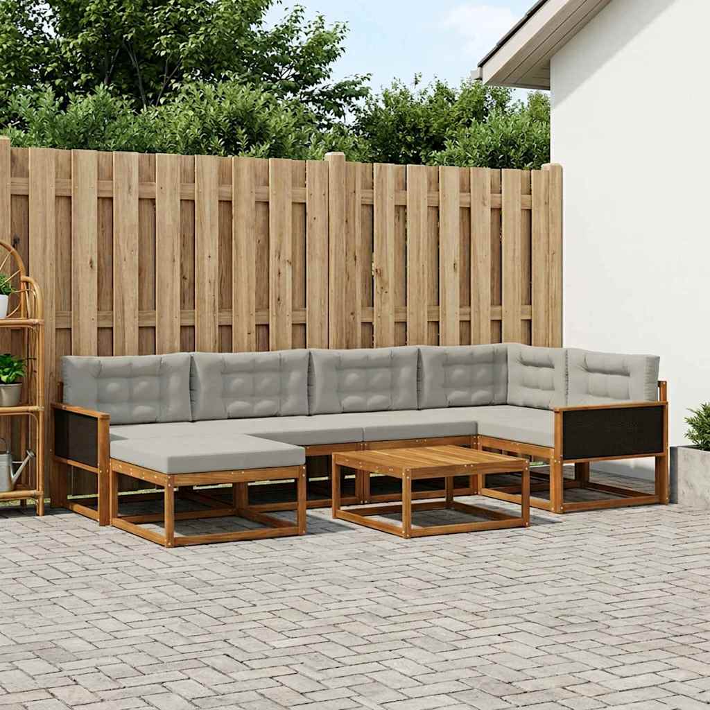 vidaXL Σειρά Καναπέ Εξωτερικού 7 pcs Φυσικό και Ανοιχτό Γκρι