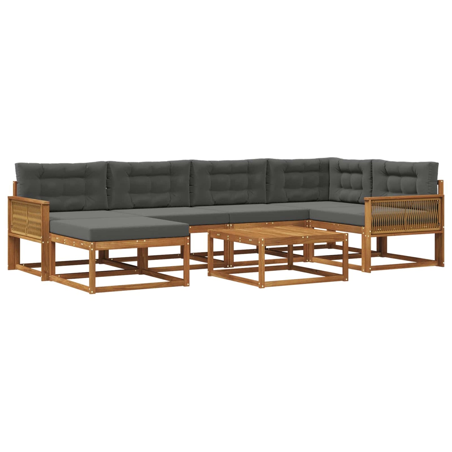 vidaXL Σειρά Καναπέ Εξωτερικού με μαξιλάρι 7 pcs Φυσικό και Ανθρακί