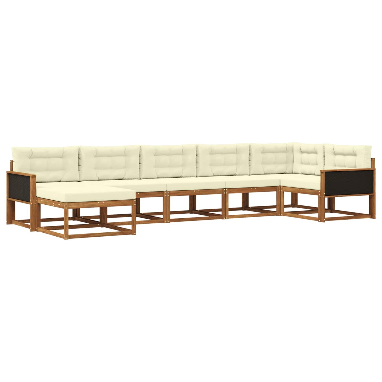 vidaXL Σειρά Καναπέ Εξωτερικού με μαξιλάρι 7 pcs Φυσικό και Κρέμα