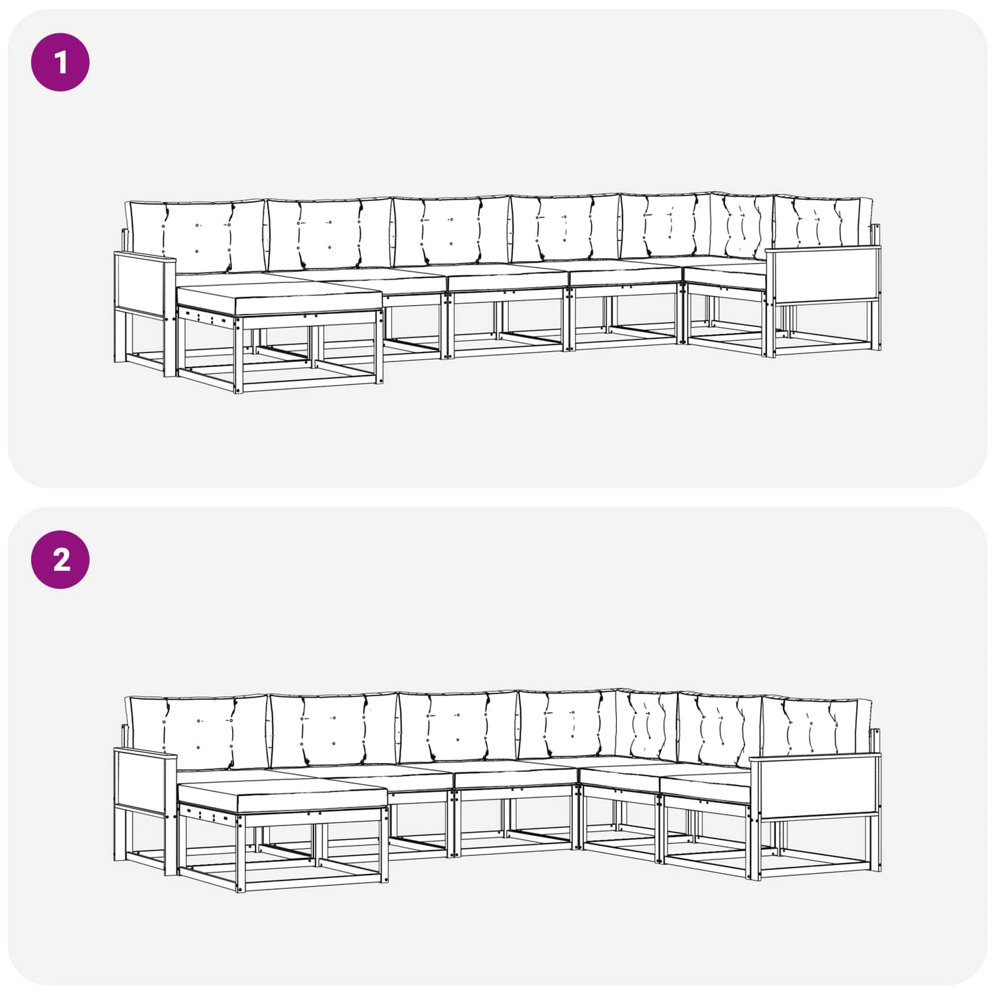 vidaXL Σειρά Καναπέ Εξωτερικού 7 pcs Φυσικό και Ανοιχτό Γκρι