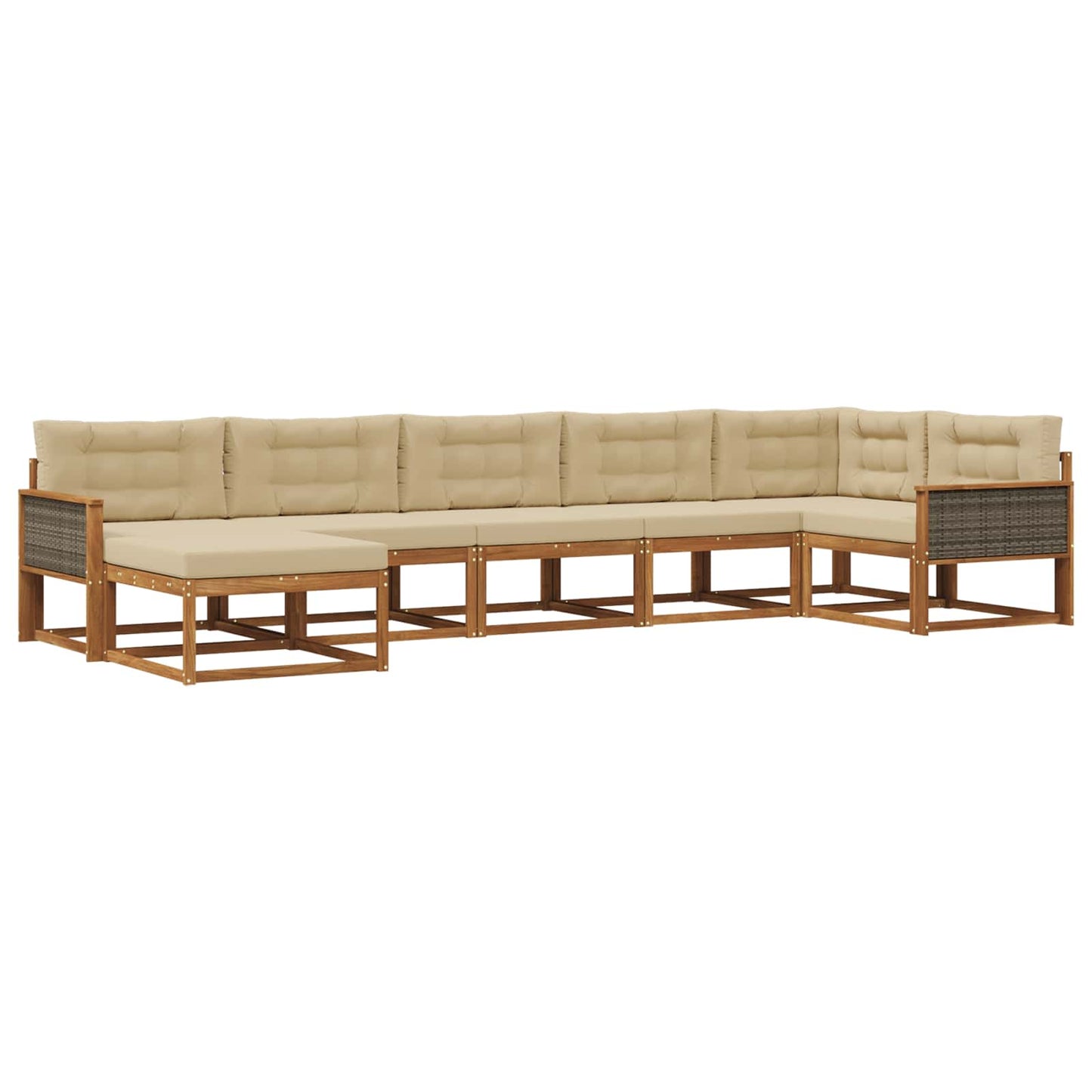 vidaXL Σειρά Καναπέ Εξωτερικού με μαξιλάρι 7 pcs Φυσικό και Μπεζ