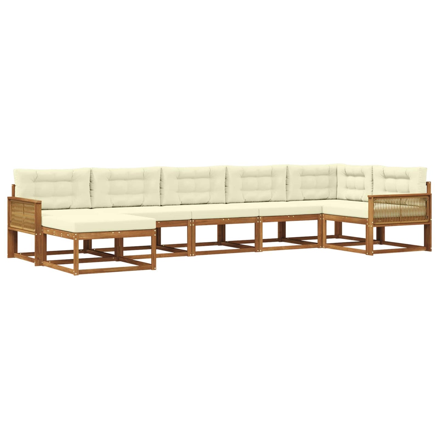 vidaXL Σειρά Καναπέ Εξωτερικού με μαξιλάρι 7 pcs Φυσικό και Κρέμα