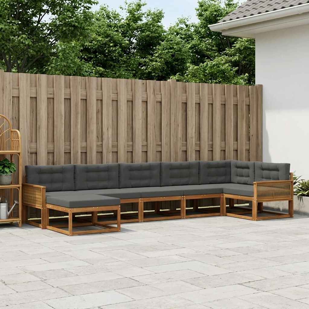 vidaXL Σειρά Καναπέ Εξωτερικού με μαξιλάρι 7 pcs Φυσικό και Ανθρακί