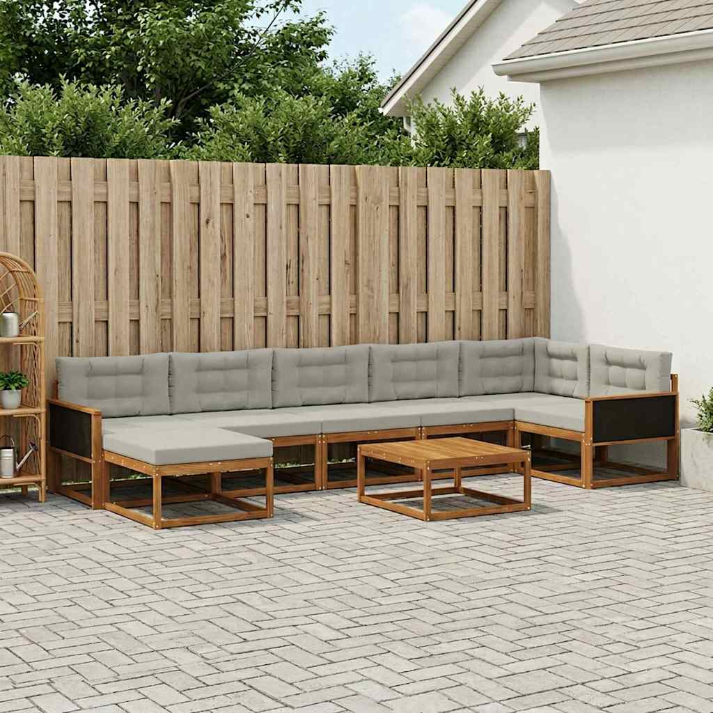 vidaXL Σειρά Καναπέ Εξωτερικού 8 pcs Φυσικό και Ανοιχτό Γκρι