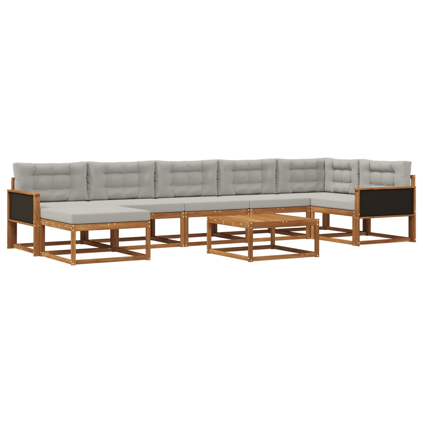 vidaXL Σειρά Καναπέ Εξωτερικού 8 pcs Φυσικό και Ανοιχτό Γκρι