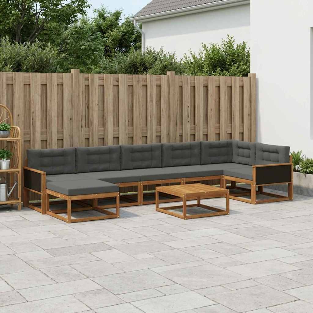vidaXL Σειρά Καναπέ Εξωτερικού με μαξιλάρι 8 pcs Φυσικό και Ανθρακί