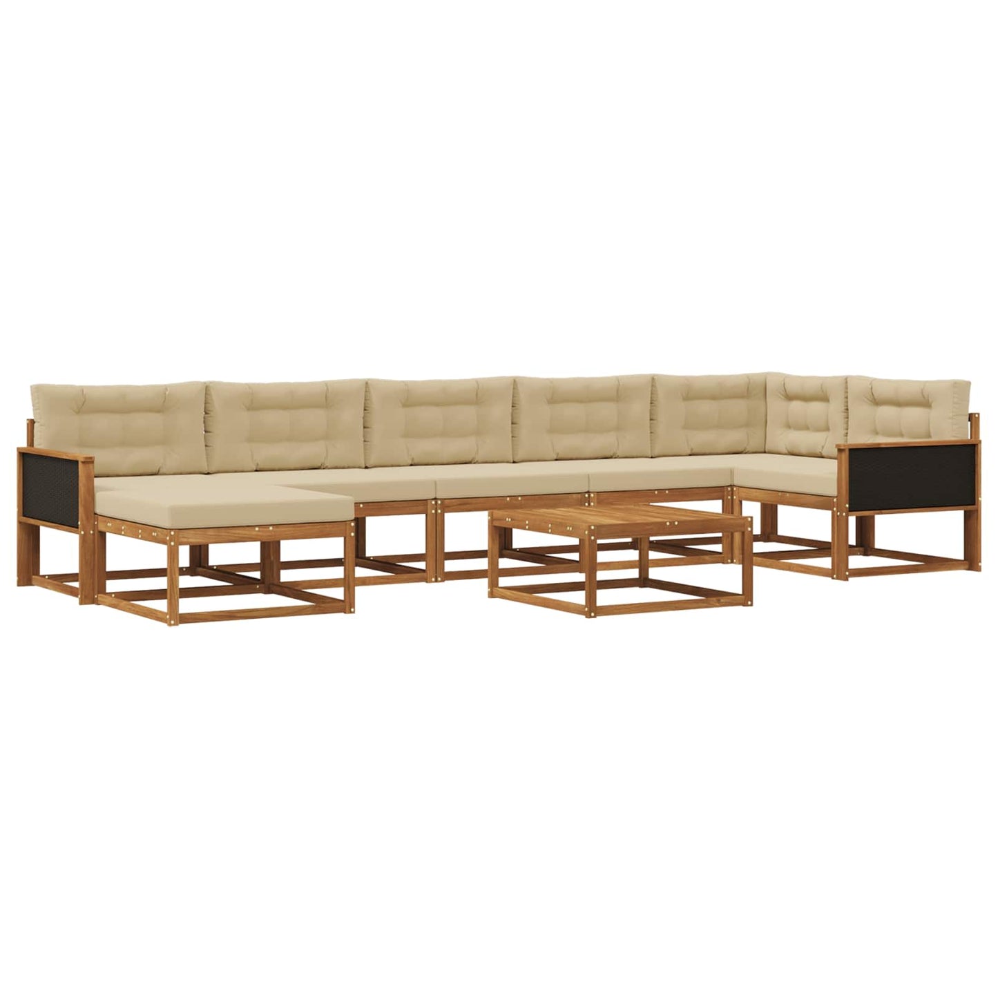 vidaXL Σειρά Καναπέ Εξωτερικού με μαξιλάρι 8 pcs Φυσικό και Μπεζ