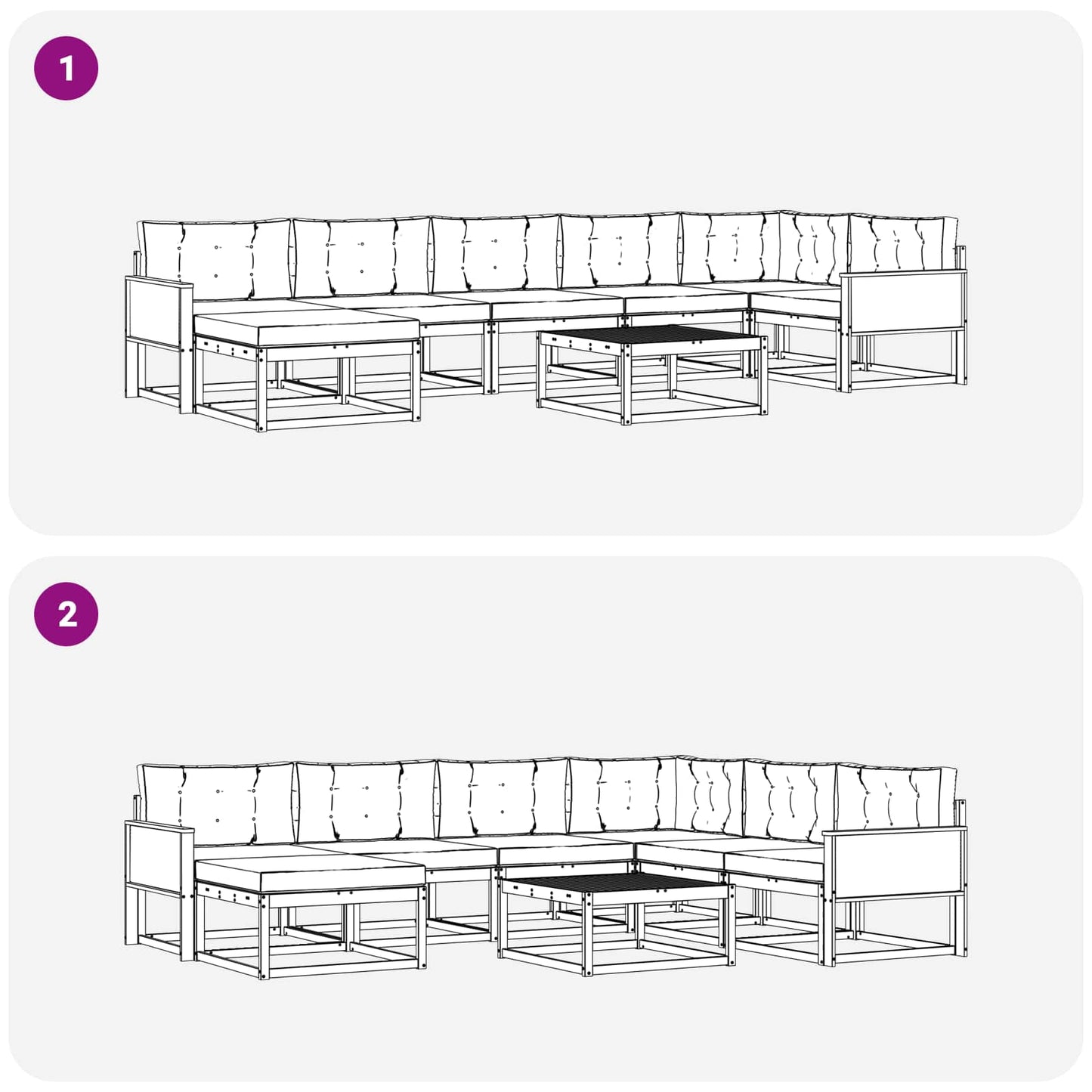 vidaXL Σειρά Καναπέ Εξωτερικού με μαξιλάρι 8 pcs Φυσικό και Ανθρακί