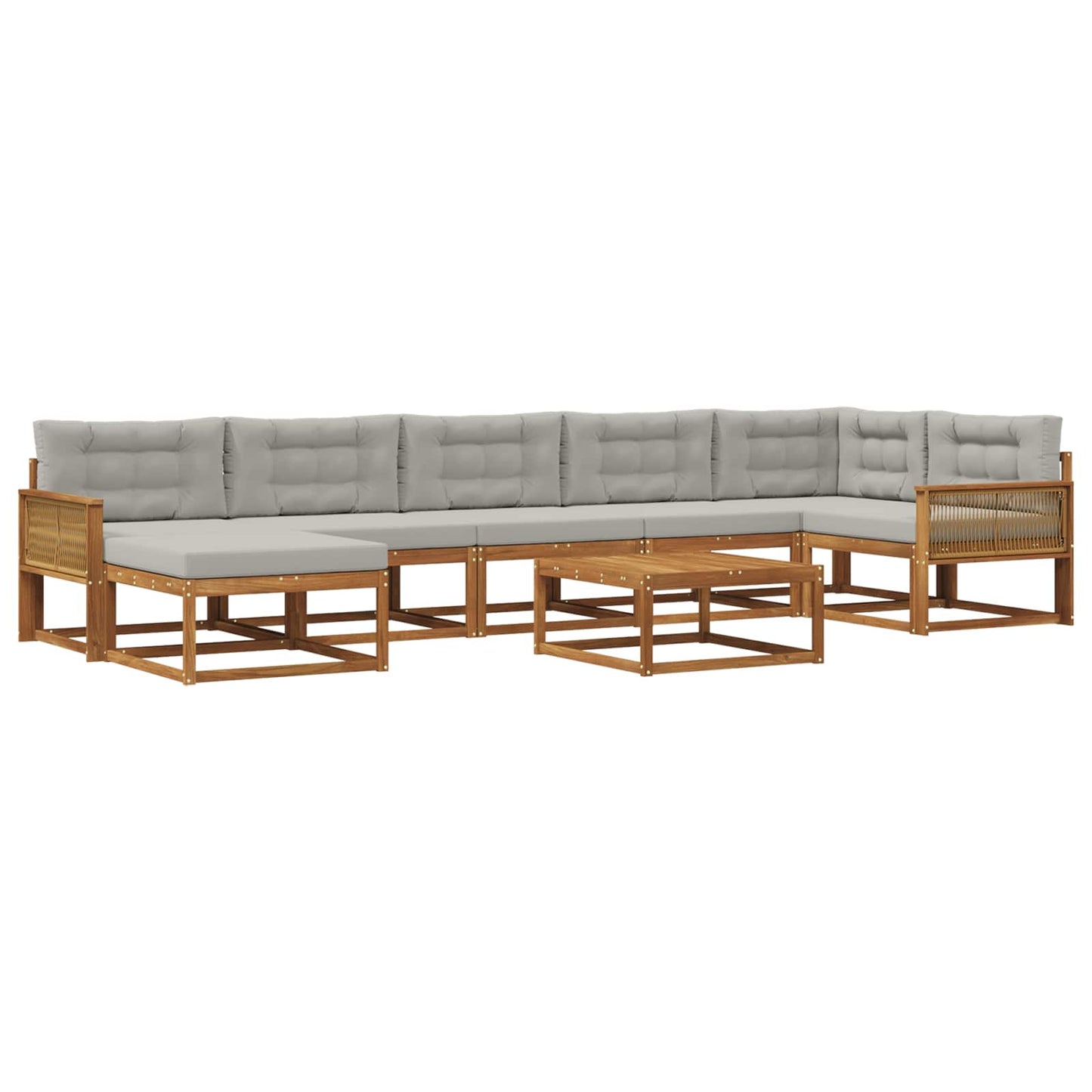 vidaXL Σειρά Καναπέ Εξωτερικού 8 pcs Φυσικό και Ανοιχτό Γκρι