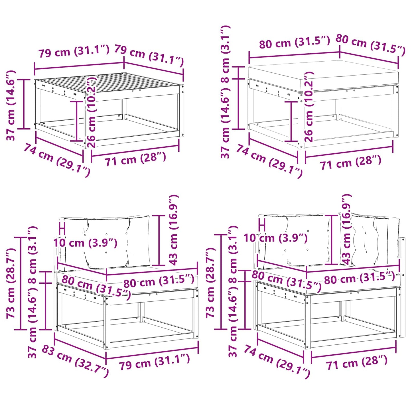 vidaXL Σειρά Καναπέ Εξωτερικού 8 pcs Φυσικό και Ανοιχτό Γκρι