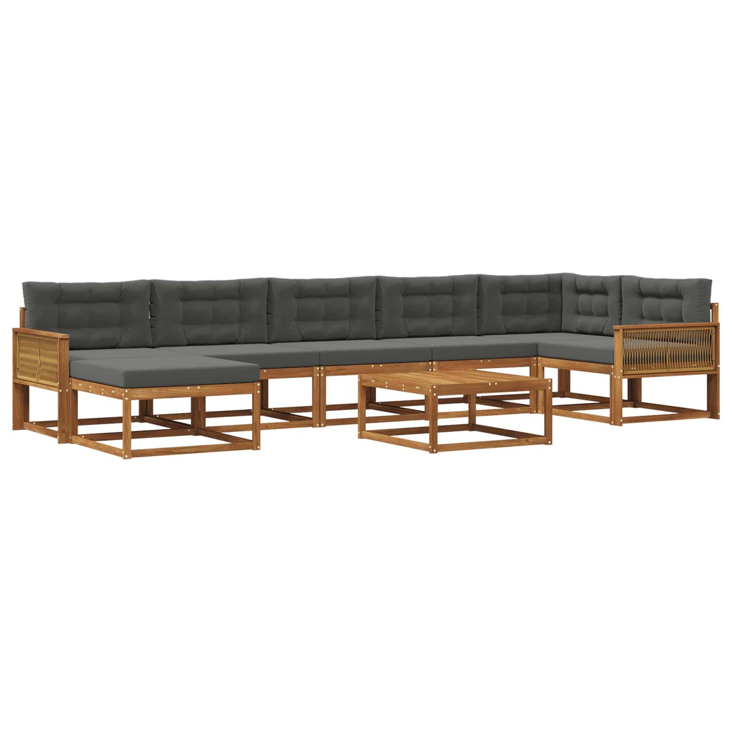 vidaXL Σειρά Καναπέ Εξωτερικού με μαξιλάρι 8 pcs Φυσικό και Ανθρακί