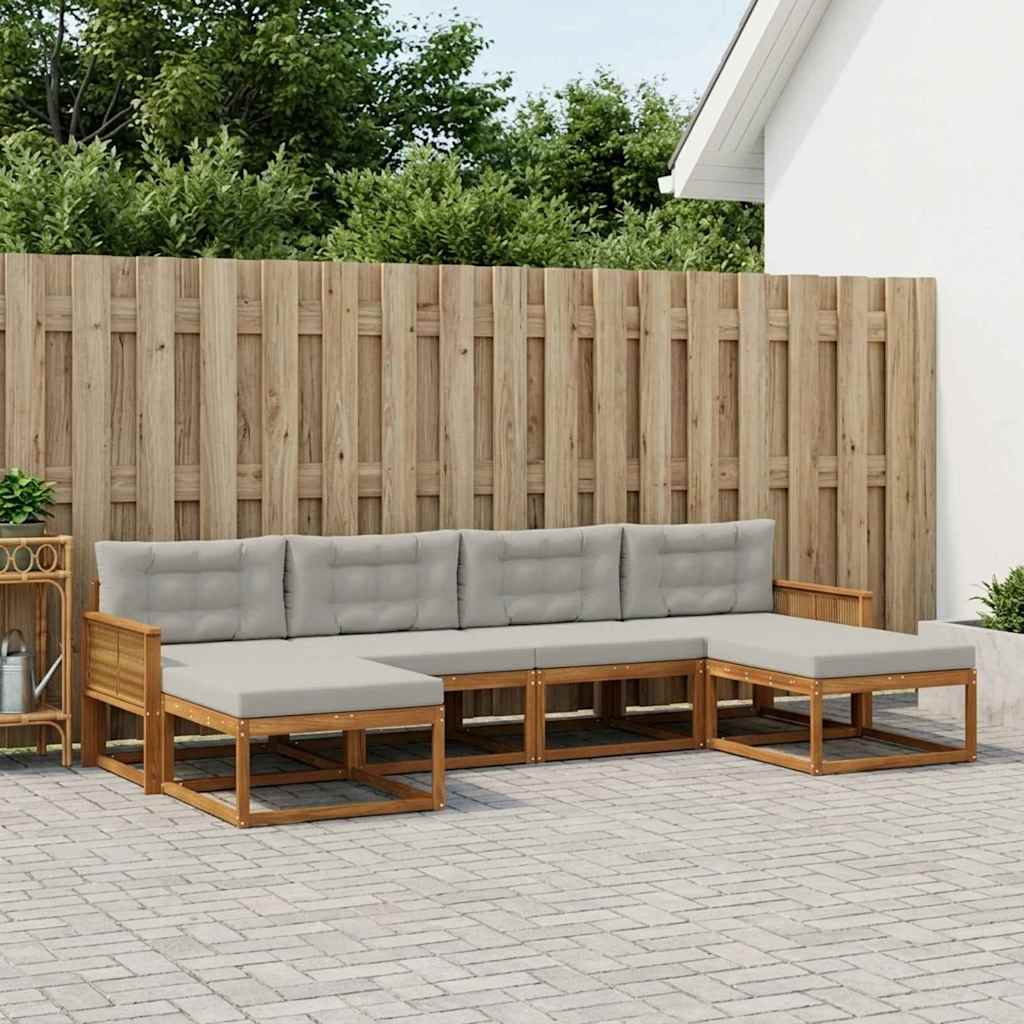 vidaXL Σειρά Καναπέ Εξωτερικού 6 pcs Φυσικό και Ανοιχτό Γκρι