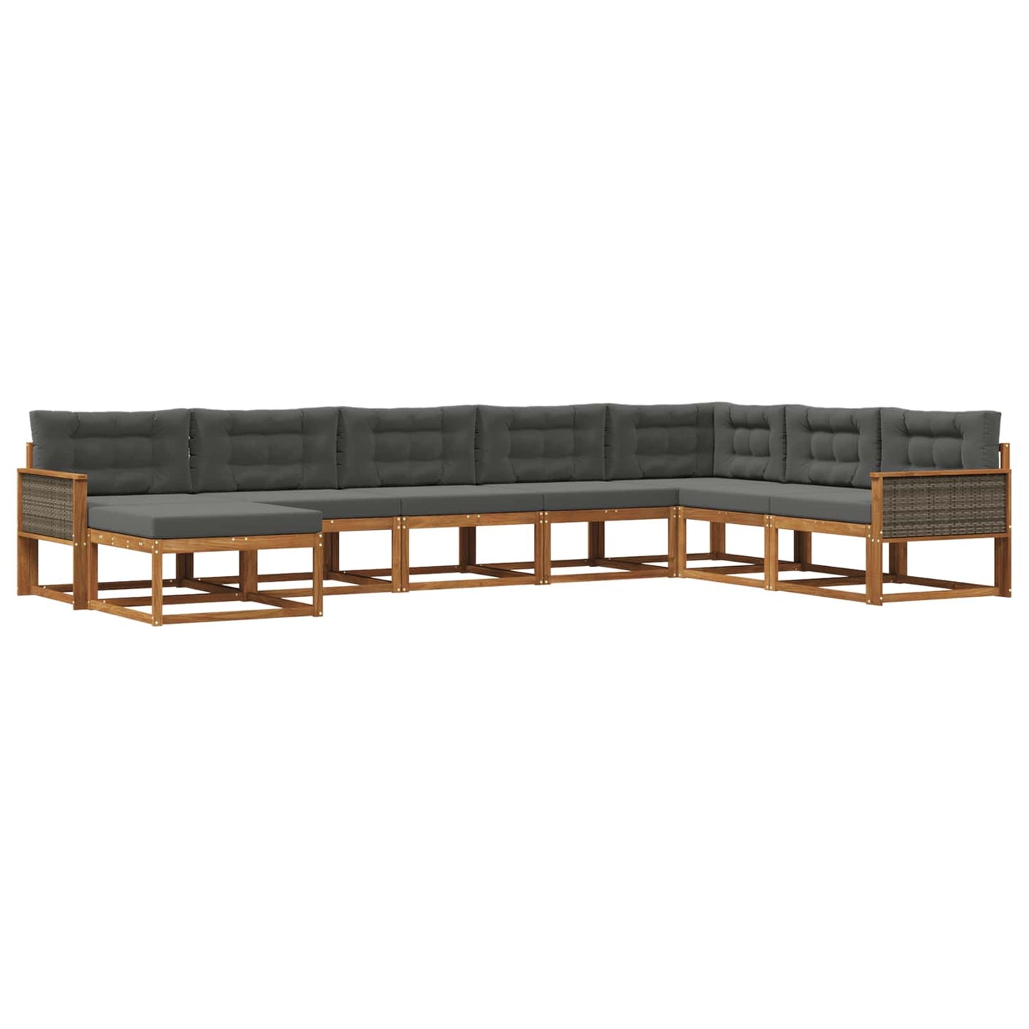 vidaXL Σειρά Καναπέ Εξωτερικού με μαξιλάρι 8 pcs Φυσικό και Ανθρακί