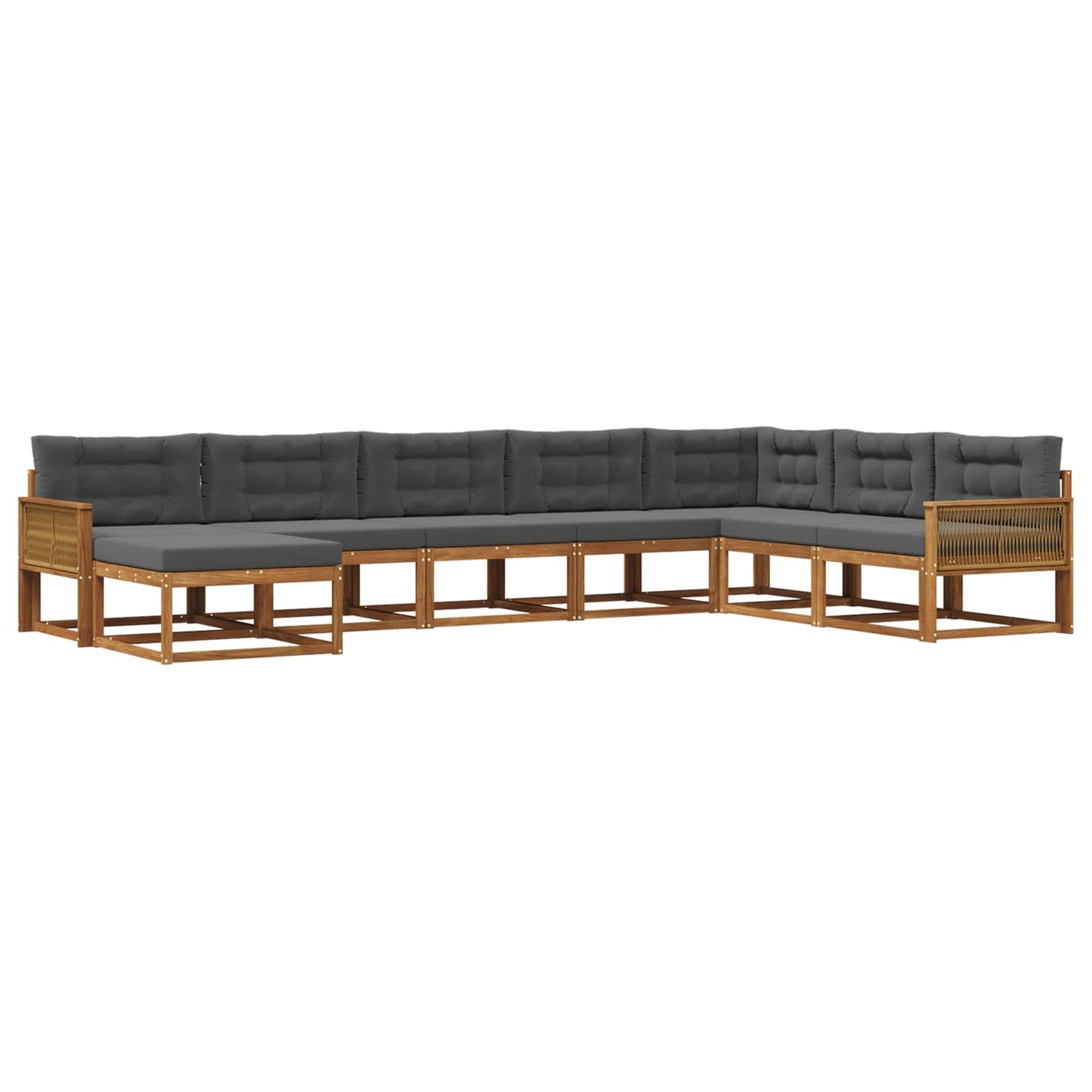 vidaXL Σειρά Καναπέ Εξωτερικού με μαξιλάρι 8 pcs Φυσικό και Ανθρακί