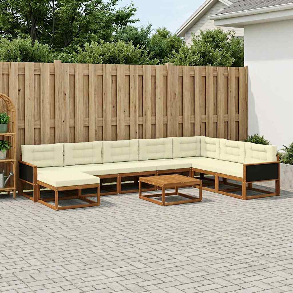vidaXL Σειρά Καναπέ Εξωτερικού με μαξιλάρι 9 pcs Στερεό Ξύλο Ακακίας