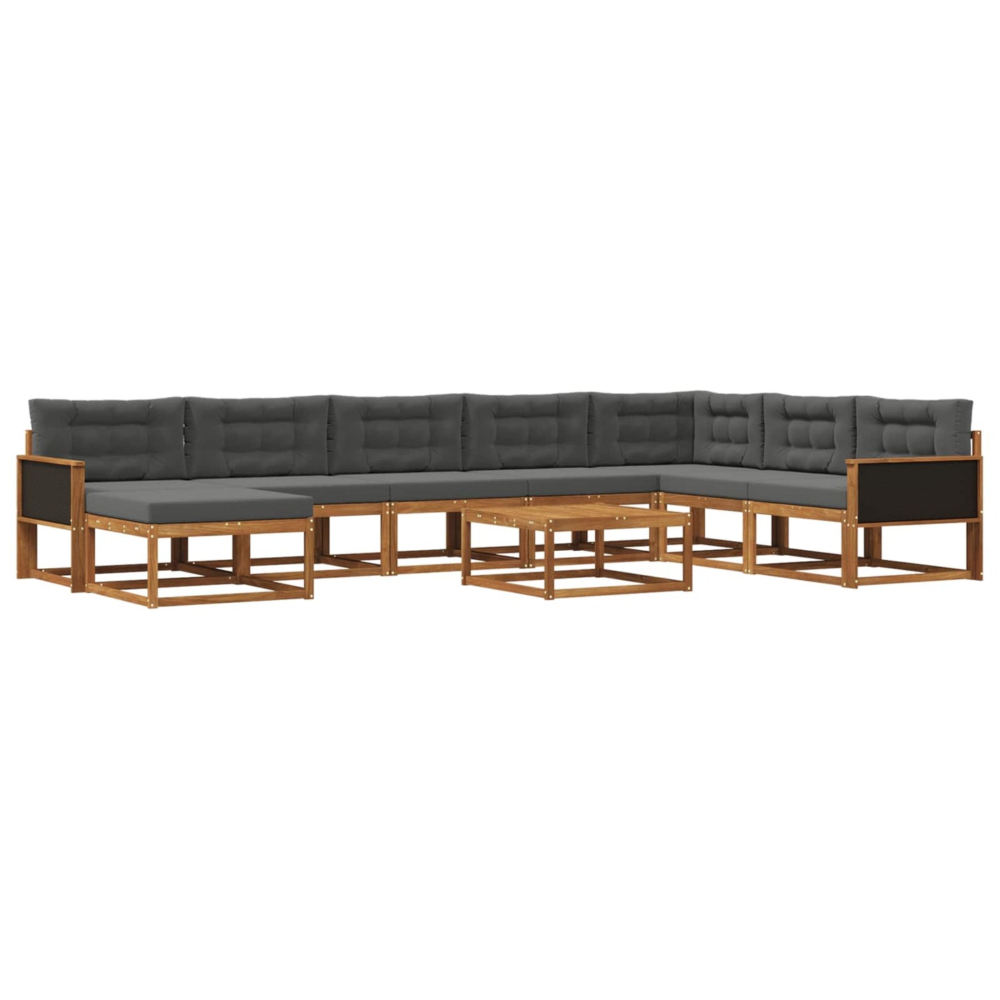 vidaXL Σειρά Καναπέ Εξωτερικού με μαξιλάρι 9 pcs Φυσικό και Ανθρακί