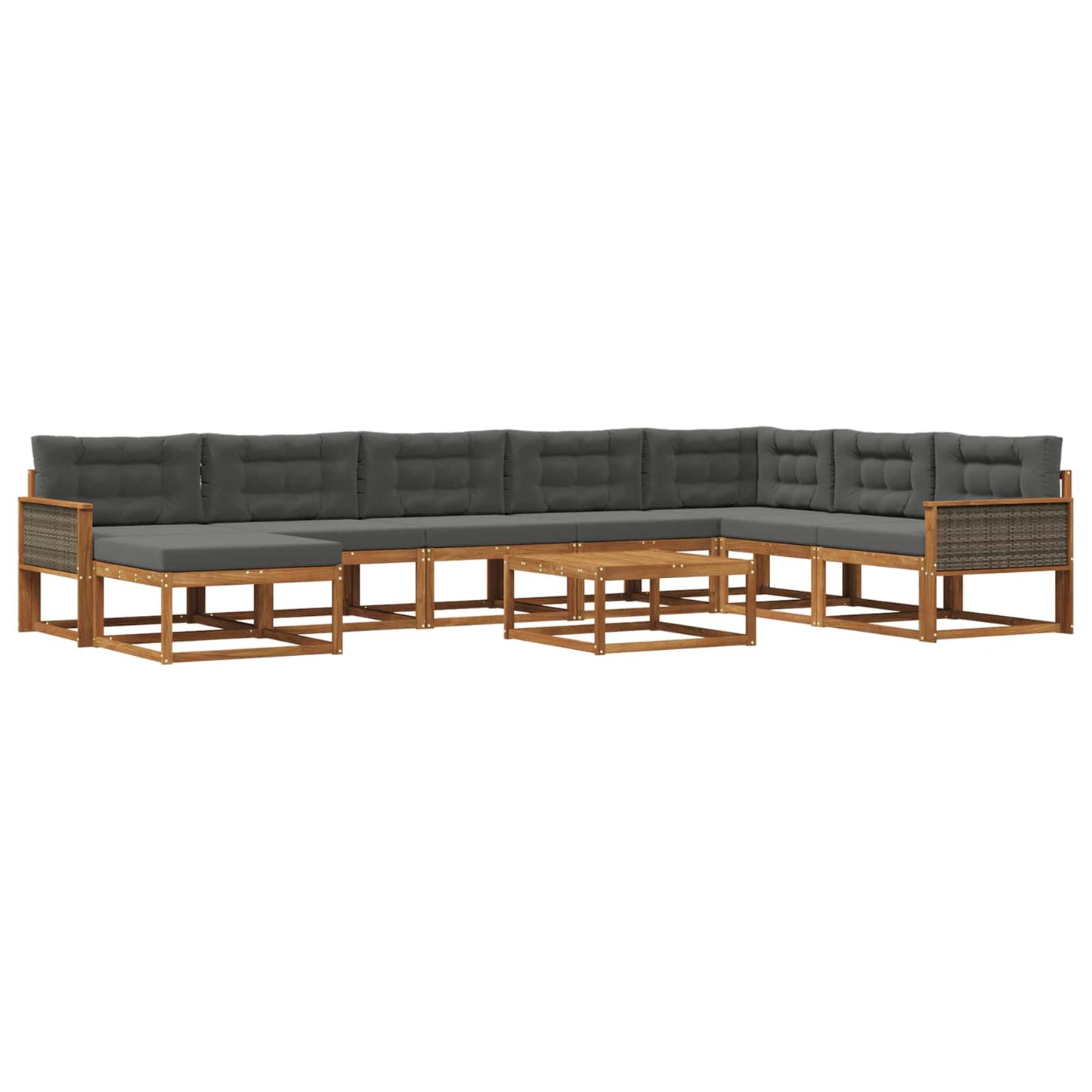 vidaXL Σειρά Καναπέ Εξωτερικού με μαξιλάρι 9 pcs Φυσικό και Ανθρακί