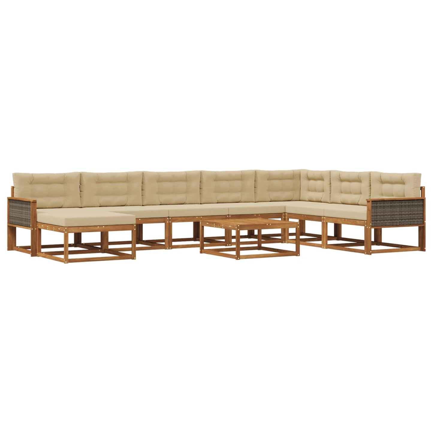 vidaXL Σειρά Καναπέ Εξωτερικού με μαξιλάρι 9 pcs Φυσικό και Μπεζ