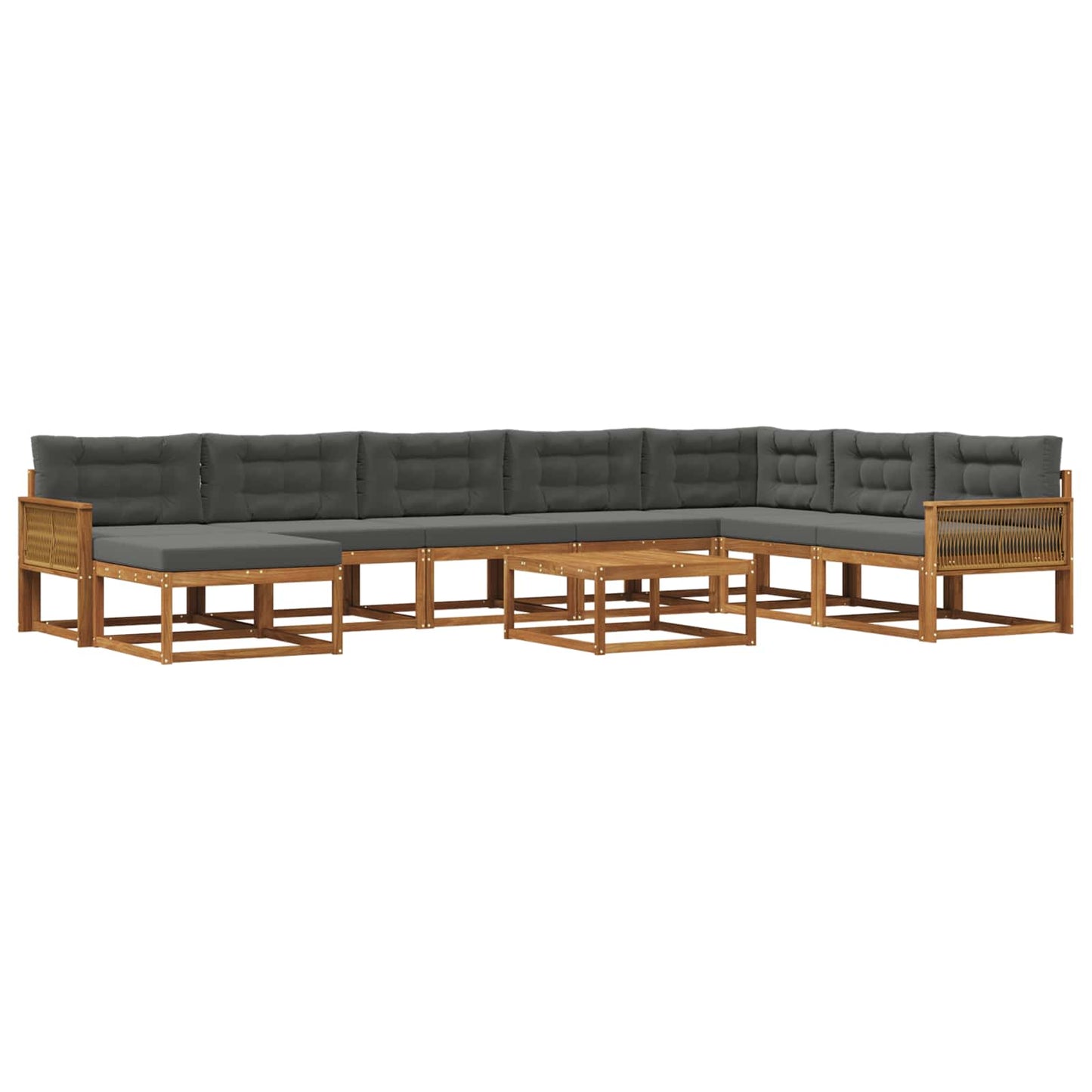 vidaXL Σειρά Καναπέ Εξωτερικού με μαξιλάρι 9 pcs Φυσικό και Ανθρακί