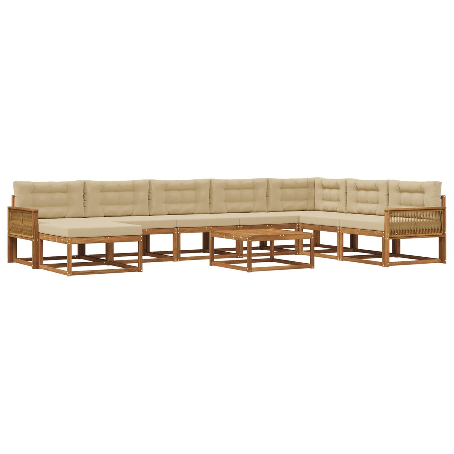 vidaXL Σειρά Καναπέ Εξωτερικού με μαξιλάρι 9 pcs Φυσικό και Μπεζ