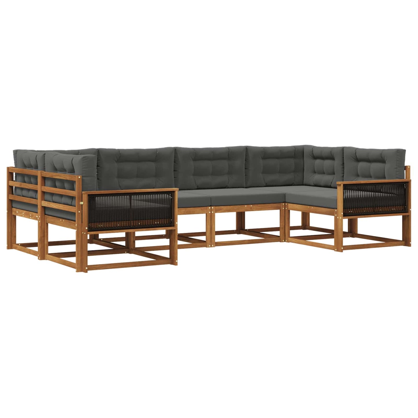 vidaXL Σειρά Καναπέ Εξωτερικού με μαξιλάρι 6 pcs Φυσικό και Ανθρακί