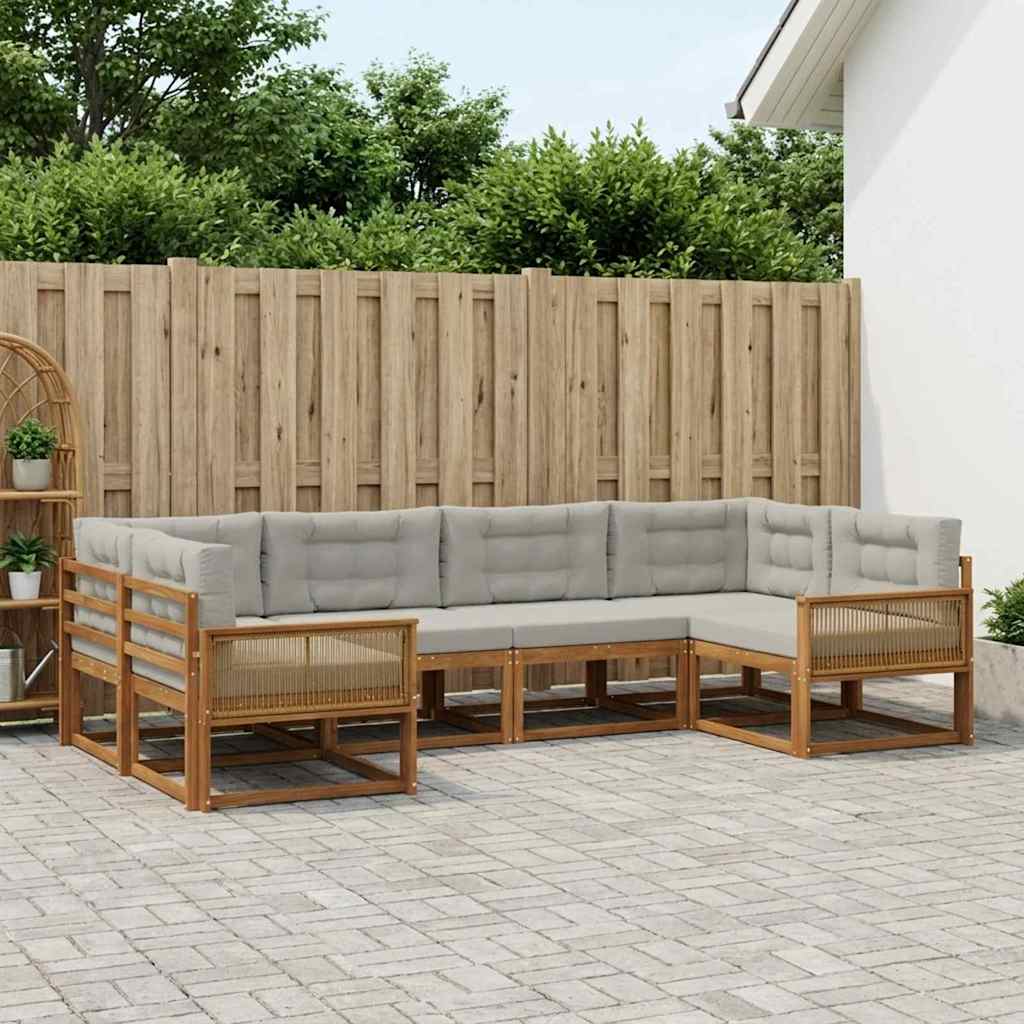 vidaXL Σειρά Καναπέ Εξωτερικού 6 pcs Φυσικό και Ανοιχτό Γκρι