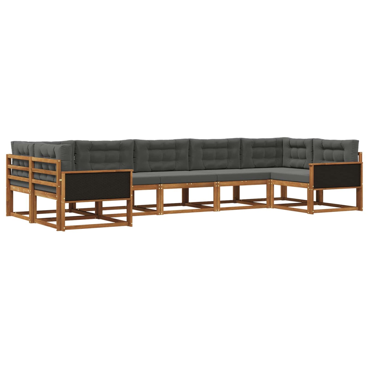 vidaXL Σειρά Καναπέ Εξωτερικού με μαξιλάρι 7 pcs Φυσικό και Ανθρακί