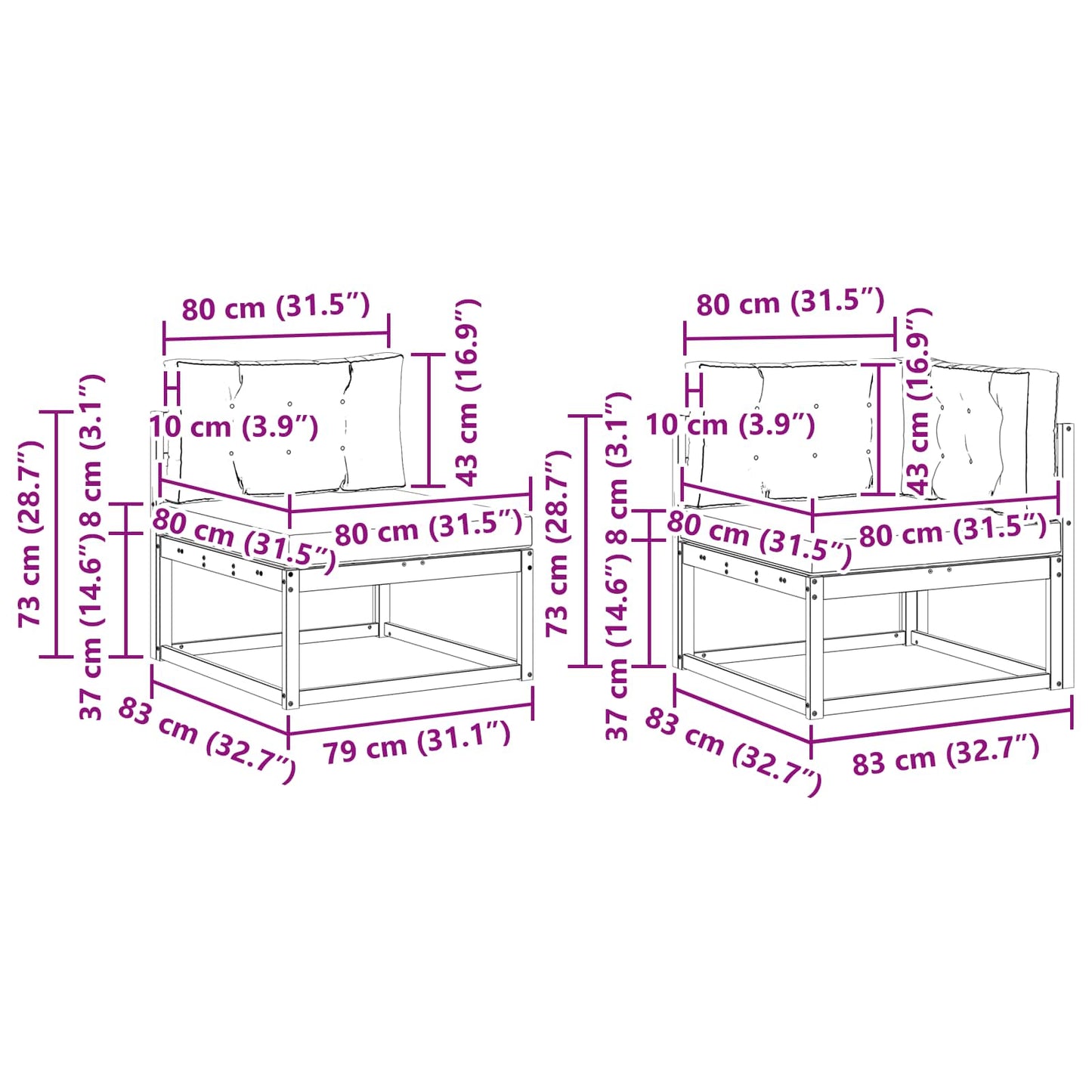 vidaXL Σειρά Καναπέ Εξωτερικού με μαξιλάρι 7 pcs Φυσικό και Ανθρακί