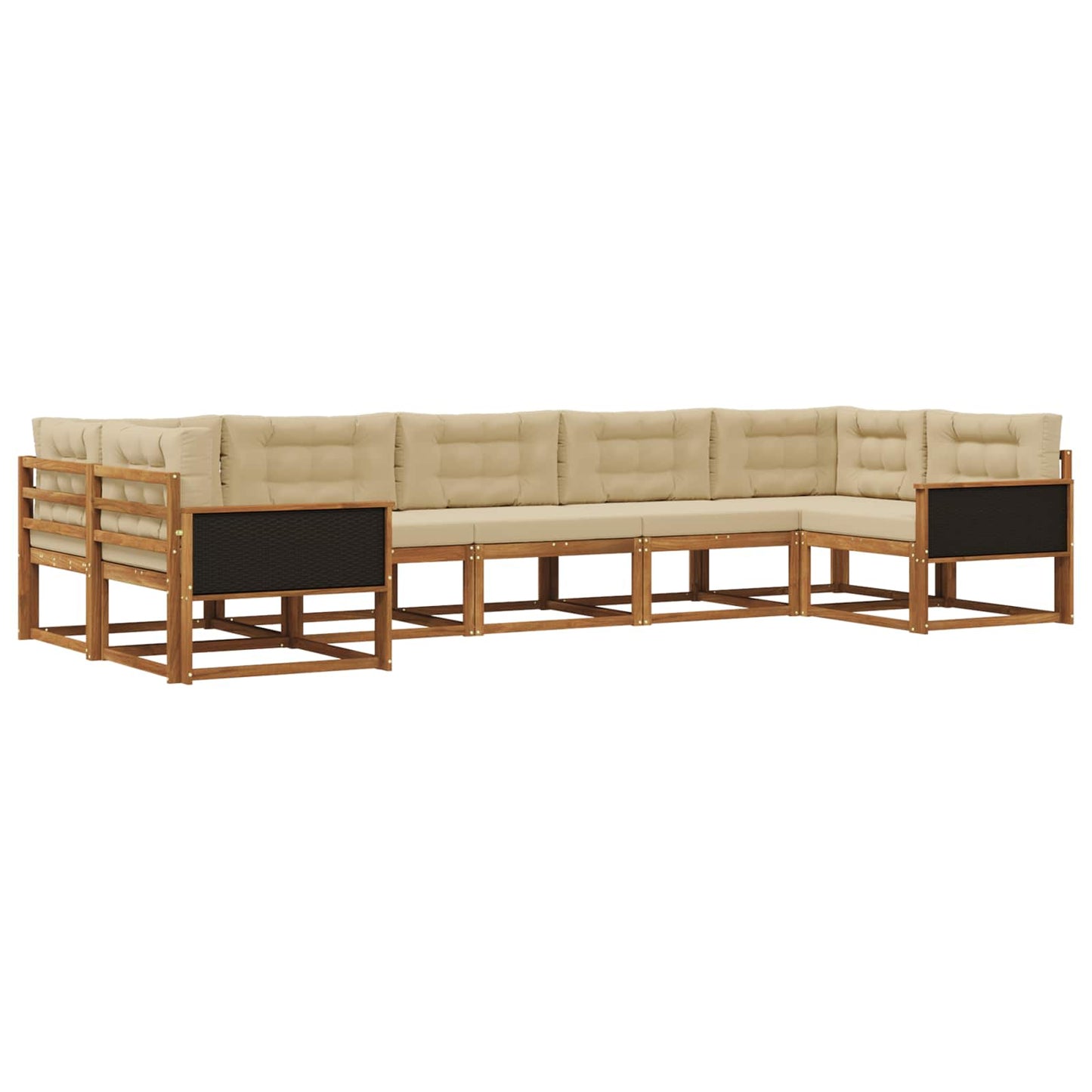 vidaXL Σειρά Καναπέ Εξωτερικού με μαξιλάρι 7 pcs Φυσικό και Μπεζ