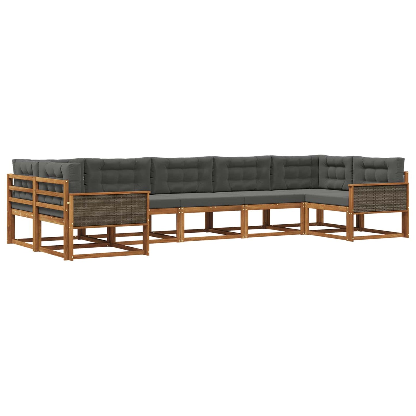 vidaXL Σειρά Καναπέ Εξωτερικού με μαξιλάρι 7 pcs Φυσικό και Ανθρακί