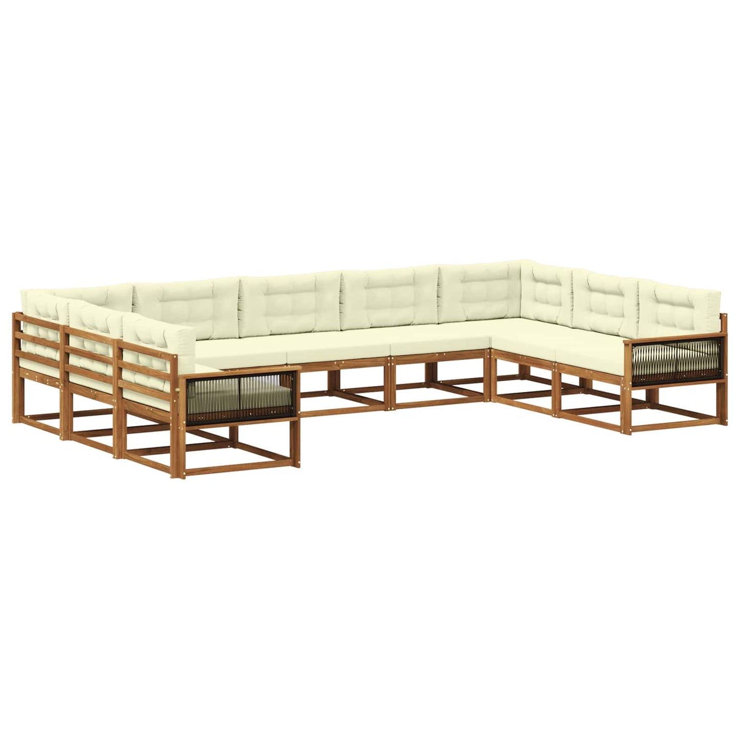 vidaXL Σειρά Καναπέ Εξωτερικού με μαξιλάρι 9 pcs Φυσικό και Κρέμα