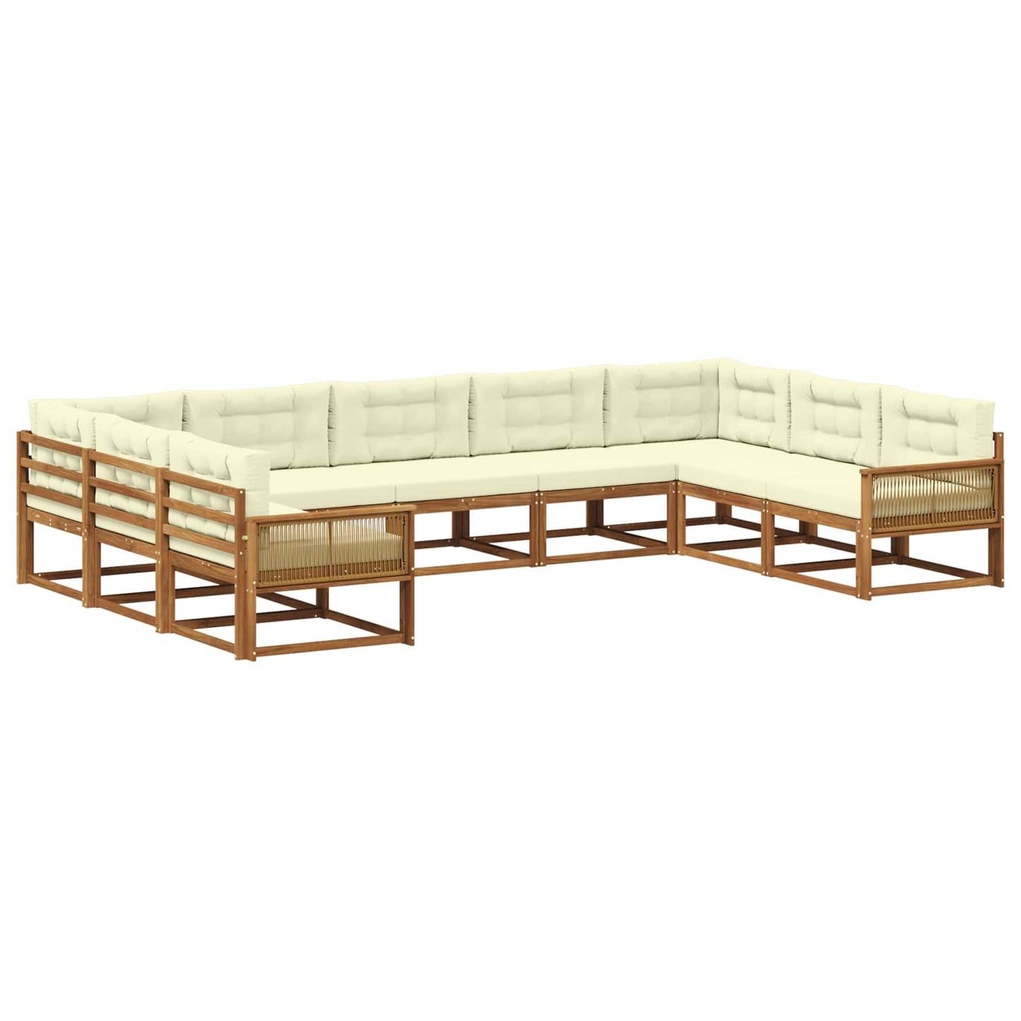 vidaXL Σειρά Καναπέ Εξωτερικού με μαξιλάρι 9 pcs Φυσικό και Κρέμα