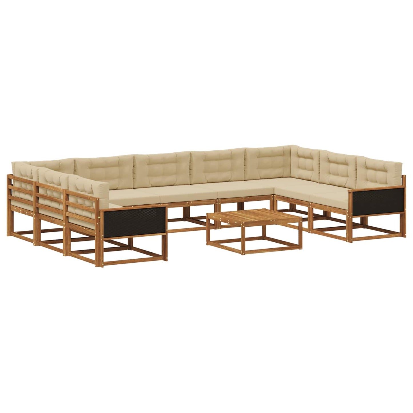 vidaXL Σειρά Καναπέ Εξωτερικού με μαξιλάρι 10 pcs Φυσικό και Μπεζ