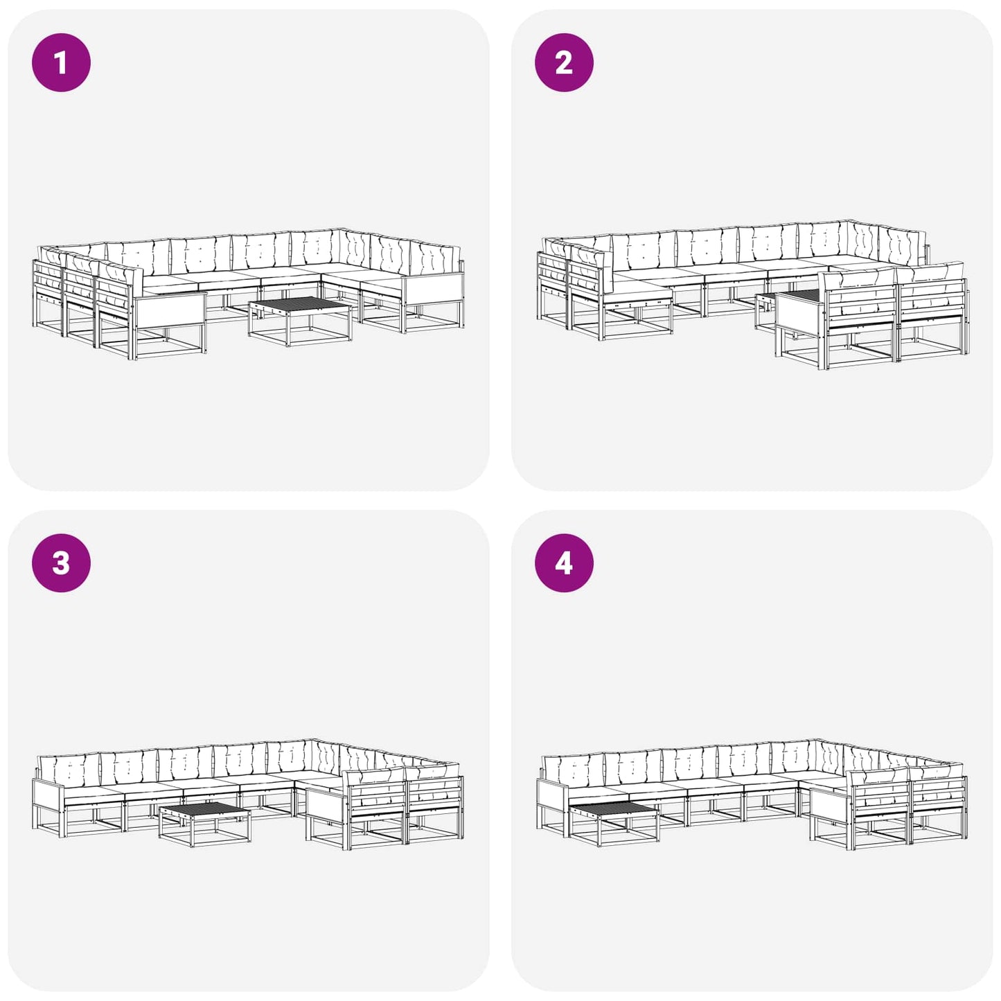 vidaXL Σειρά Καναπέ Εξωτερικού 10 pcs Φυσικό και Ανοιχτό Γκρι