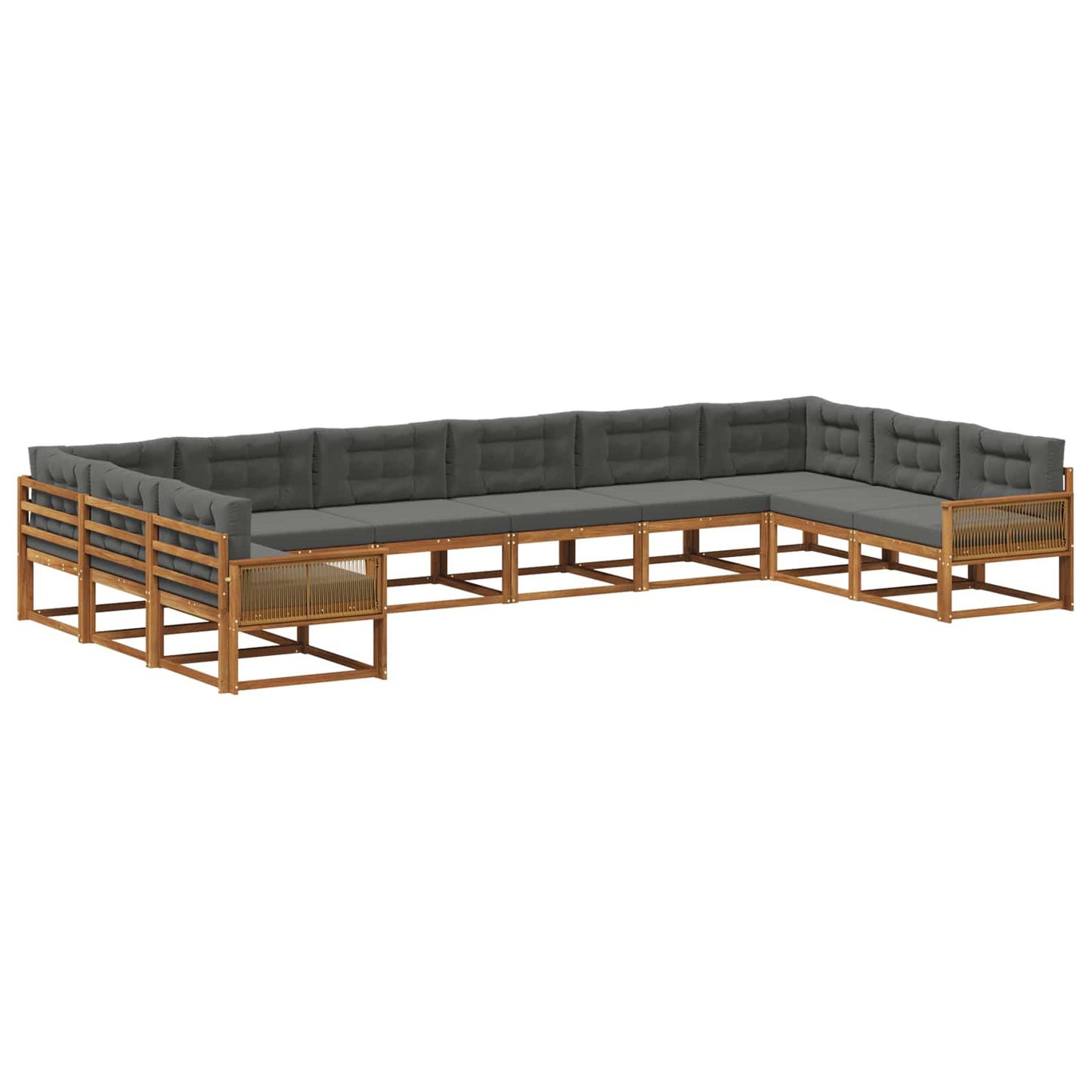 vidaXL Σειρά Καναπέ Εξωτερικού με μαξιλάρι 10 pcs Φυσικό και Ανθρακί