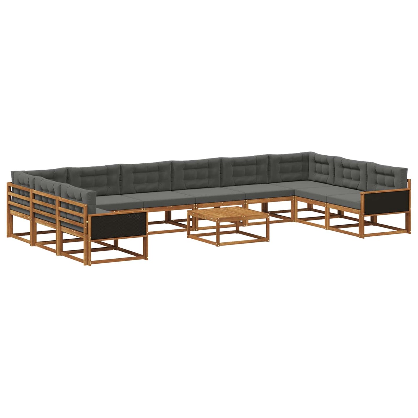 vidaXL Σειρά Καναπέ Εξωτερικού με μαξιλάρι 11 pcs Φυσικό και Ανθρακί