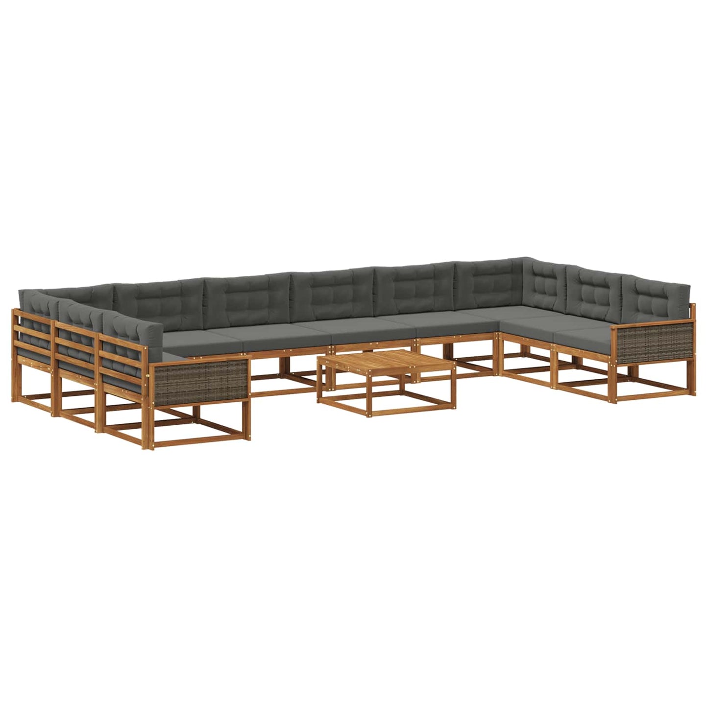 vidaXL Σειρά Καναπέ Εξωτερικού με μαξιλάρι 11 pcs Φυσικό και Ανθρακί