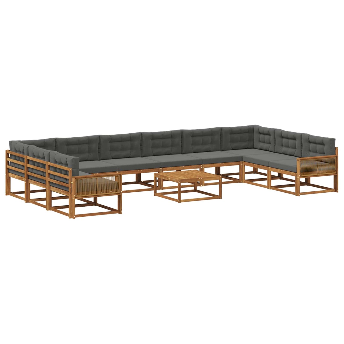 vidaXL Σειρά Καναπέ Εξωτερικού με μαξιλάρι 11 pcs Φυσικό και Ανθρακί
