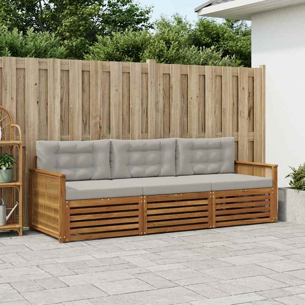 vidaXL Σειρά Καναπέ Εξωτερικού 3 pcs Φυσικό και Ανοιχτό Γκρι