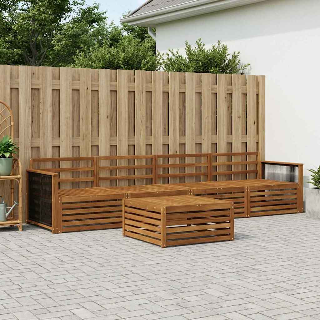 vidaXL Σειρά Καναπέ Εξωτερικού 5 pcs Φυσικό Στερεό Ξύλο Ακακίας