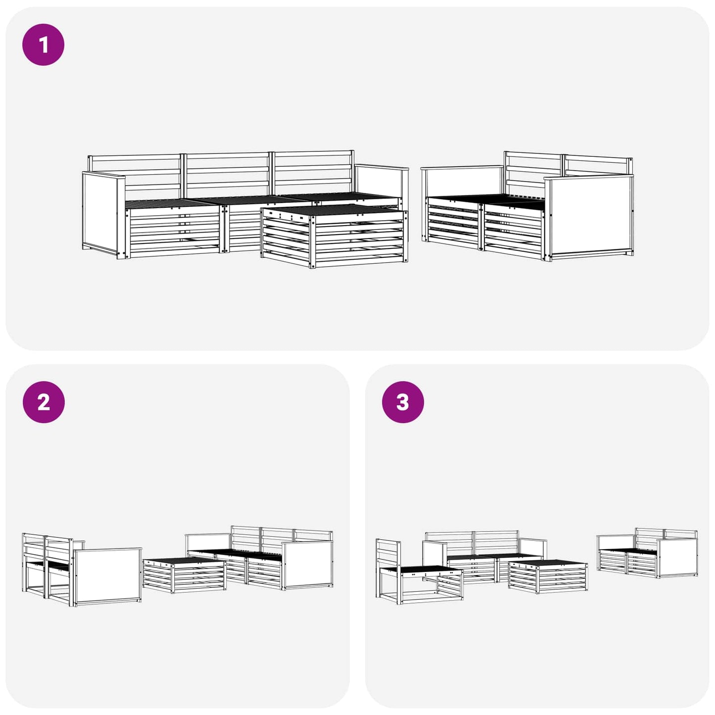 vidaXL Σειρά Καναπέ Εξωτερικού 6 pcs Φυσικό Στερεό Ξύλο Ακακίας