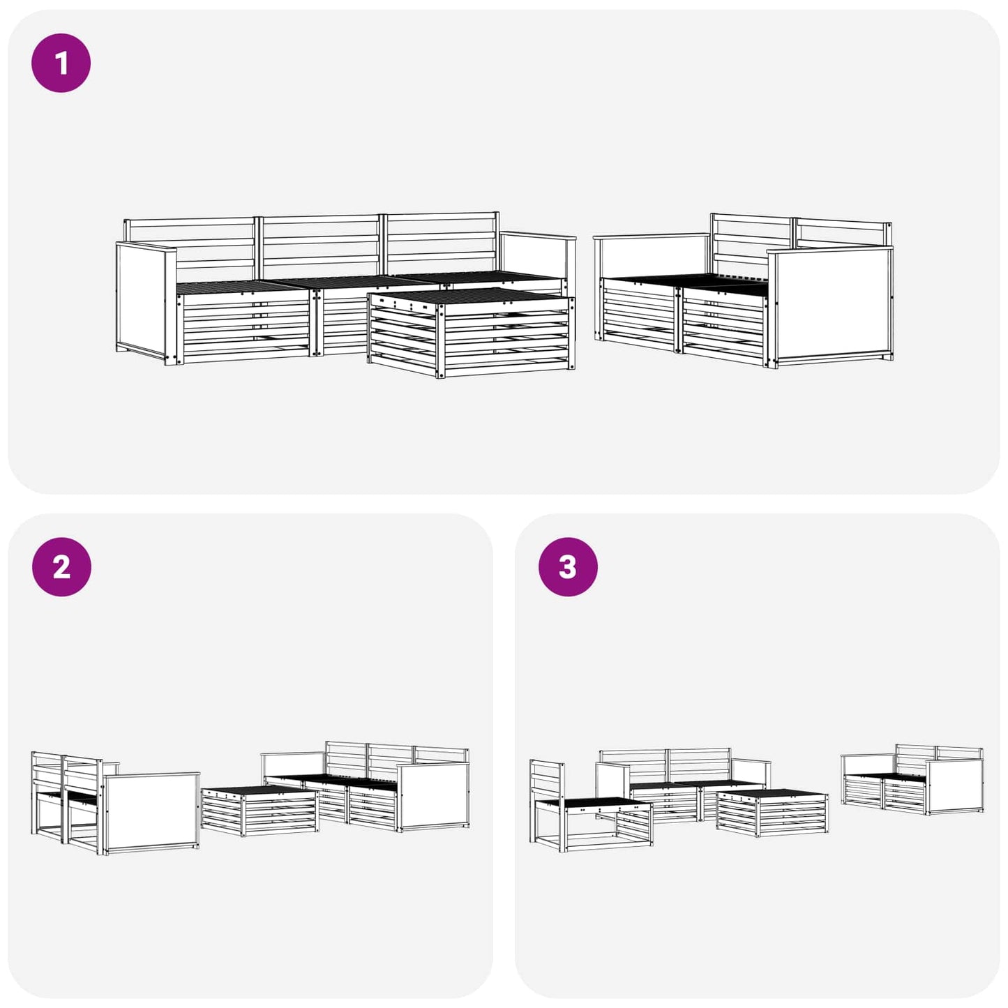 vidaXL Σειρά Καναπέ Εξωτερικού 6 pcs Φυσικό Στερεό Ξύλο Ακακίας