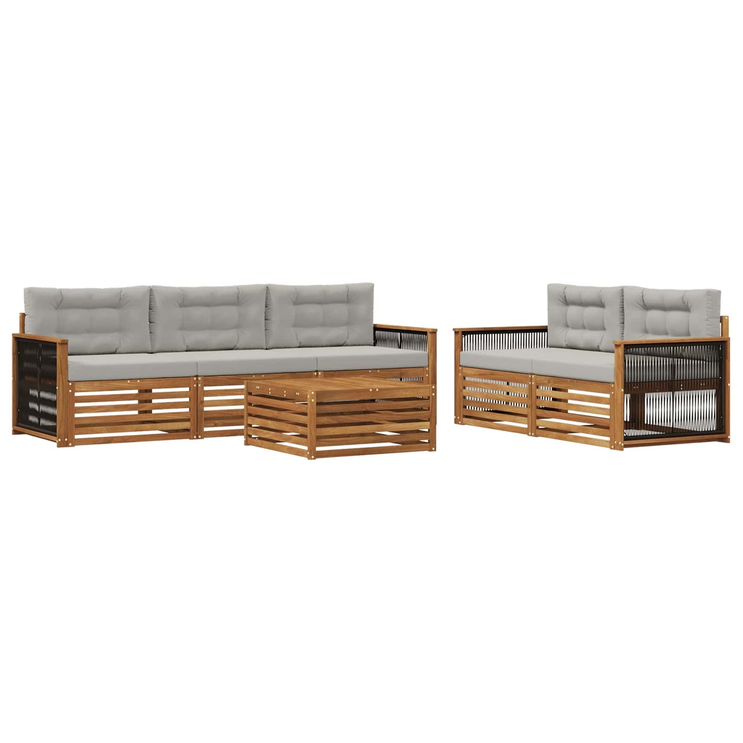 vidaXL Σειρά Καναπέ Εξωτερικού 6 pcs Φυσικό και Ανοιχτό Γκρι