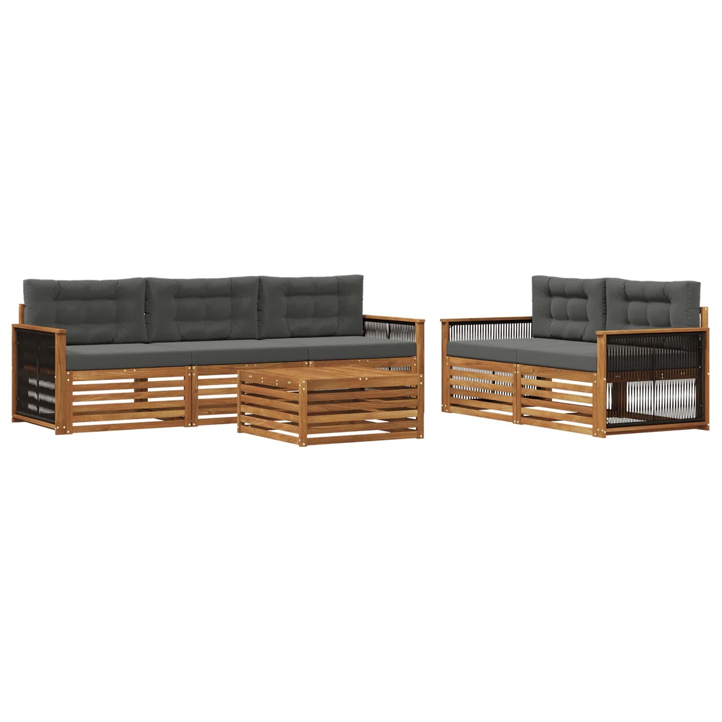 vidaXL Σειρά Καναπέ Εξωτερικού με μαξιλάρι 6 pcs Φυσικό και Ανθρακί